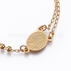 201 браслет с подвесками из нержавеющей стали&nbsp;X-BJEW-P258-15G