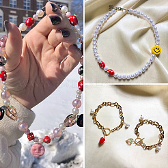 100 шт. 2-х цветные бусины ручной работы в виде клубники в виде 3D-лэмпворка&nbsp;LAMP-CD0001-14