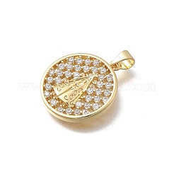 Латунные микропаве прозрачные подвески с фианитом&nbsp;KK-D431-085B-G