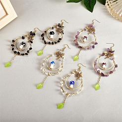 Серьги-подвески в форме капли из натурального кварца&nbsp;EJEW-SW00016-01