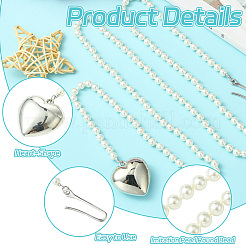 Металлические цепочки в форме сердца с круглыми бусинами из искусственного жемчуга&nbsp;ST-CJ0027-05