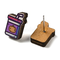 Деревянные серьги-гвоздики&nbsp;EJEW-Z054-01E