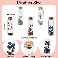 5 шт. 5 стиля бонсай из драгоценных камней в стеклянных бутылках-колоннах&nbsp;AJEW-YW0001-58