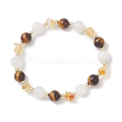 Женские эластичные браслеты из натуральных бусин цитрина&nbsp;BJEW-JB13186