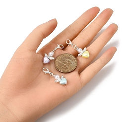 Подвеска в форме сердца ангела из акрила с пластиковыми жемчужинами&nbsp;HJEW-JM04000