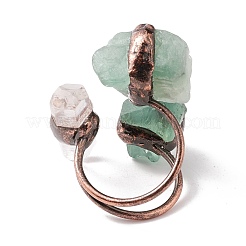 Открытое кольцо-манжета с кристаллами флюорита и кварца неправильной формы&nbsp;RJEW-I082-07R-03