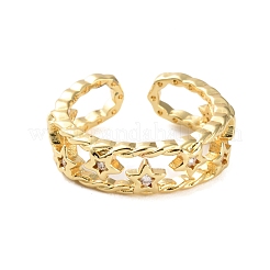 Открытые манжеты из латуни с микро-паве и кубическим цирконием для женщин&nbsp;RJEW-U026-02G-03