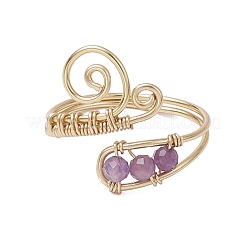 3 шт. кольца с натуральным аметистом&nbsp;RJEW-JR00838