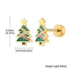 Рождественские серьги-гвоздики из нержавеющей стали 304 с зеленой эмалью для женщин&nbsp;FS-WG5C804-02