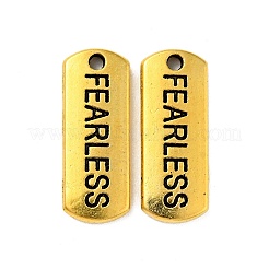 Тибетский стиль сплава прямоугольник с подвесками слов бесстрашных&nbsp;TIBEP-Q043-064AG-RS