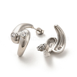 Серьги-гвоздики из латуни с микропаве и прозрачным фианитом&nbsp;EJEW-M240-07P