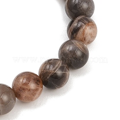 Браслеты из натуральных круглых бусин черного лунного камня для мужчин и женщин BJEW-JB12396