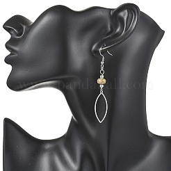 Серьги-подвески в форме конского глаза из натуральных смешанных камней&nbsp;EJEW-JE06814