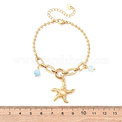 Браслеты с подвесками в виде морских звезд из нержавеющей стали 304&nbsp;BJEW-C135-02G