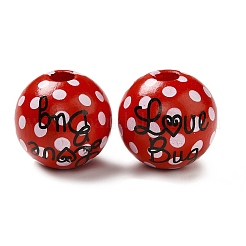 Печатные деревянные круглые бусины&nbsp;WOOD-C012-01C