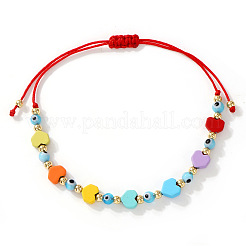 Браслеты из синтетического бирюзового сердца и стеклянного оберега от сглаза.&nbsp;IQ8070