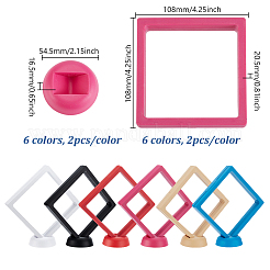 12 шт. 6-цветные квадратные прозрачные ПЭ тонкие пленочные подвесные коробки для ювелирных изделий&nbsp;ODIS-GA0001-71