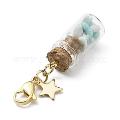 Натуральный амазонитовый осколок внутри стеклянной бутылки желаний подвеска украшение&nbsp;HJEW-JM03130-01