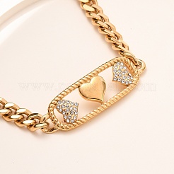 Женские ожерелья с подвеской в форме сердца из нержавеющей стали 304 с кристаллами и стразами&nbsp;NJEW-D340-01G