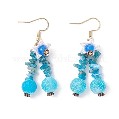 Серьги-подвески из натуральных смешанных камней в форме цветка&nbsp;EJEW-JE06870