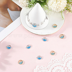 8 шт. 2 цвета латунные подвески-коннекторы с кубическим цирконием небесно-голубого цвета&nbsp;KK-BBC0018-19