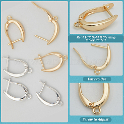 12 шт. 2-х цветная латунная фурнитура для сережек-колец с застежкой-липучкой&nbsp;KK-BBC0022-92