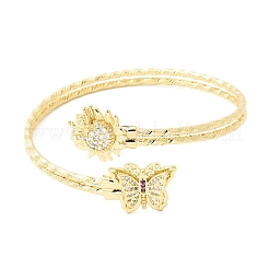 Женские браслеты-манжеты из латуни с микропаве и кубическим цирконием&nbsp;BJEW-F526-06G