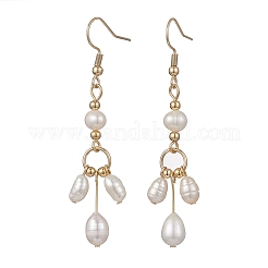 Овальные серьги с подвесками из натурального культивированного пресноводного жемчуга&nbsp;EJEW-JE06889
