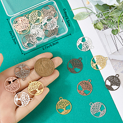 24 шт. двухцветные латунные филигранные подвески&nbsp;KK-CN0002-01