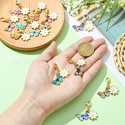 12 шт. подвески из эмали в виде бабочки и цветка&nbsp;HJEW-YW00122