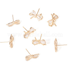 4 пара 2 стилей латунных микропаве прозрачных кубических цирконий серьги-гвоздики фурнитура&nbsp;KK-TA0002-63