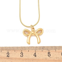 PVD вакуумное покрытие 304 нержавеющая сталь бант кулон круглая змея цепи ожерелья для женщин&nbsp;NJEW-Z044-11G