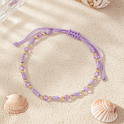 Браслеты из плетеных бусин из стекла и латуни&nbsp;ZQ2730