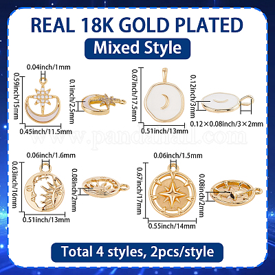 8шт 4 стиля латунные подвески&nbsp;KK-SC0007-20-1