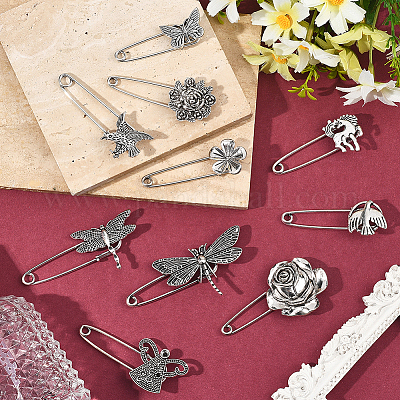 20 шт. 10 стиля булавки из сплава для килта для одежды рюкзака&nbsp;JEWB-SC0001-79-1