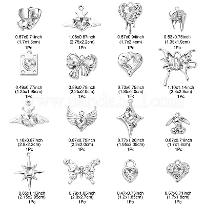 16шт 16-х стильный сплав с покрытием из сплава со стеклянными подвесками FIND-YW0003-31-1