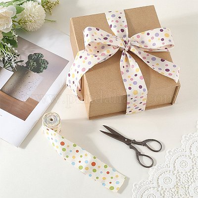 4м 2-х цветная шелковая лента с узором в горошек повязка на голову&nbsp;AJEW-DJ0005-70-1