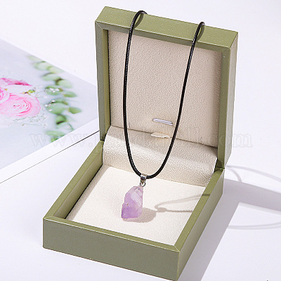 Натуральный аметист необработанные грубые самородки подвески ожерелья&nbsp;FS-WGF5E50-01-1