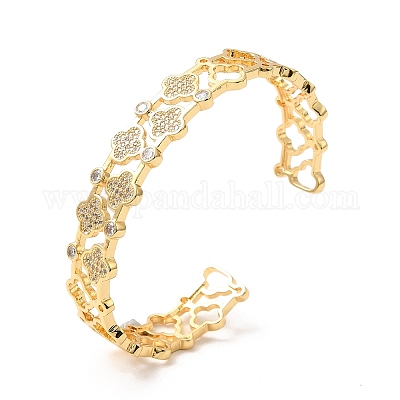 Ионное покрытие (ip) латунь микро паве кубический цирконий браслеты BJEW-C027-01G-1