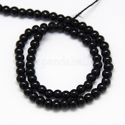 Черные круглые стеклянные бусины хрусталя&nbsp;EGLA-F037-4mm-B03-1