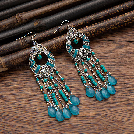 Серьги-подвески из сплава и смолы в тибетском стиле FS-WG46048-03-1