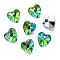 Heart Electroplated Glass Charms, Silver Plated Bottom, Faceted, Dark Turquoise, 10x10x5.5mm, Hole: 1.2mm, about 48pcs/board, 4board/box
