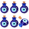 6Pcs Handmade Lampwork Perfume Bottle Pendants, Essential Oil Bottle, Evil Eye, Blue, 29.5~30mm, Hole: 5~5.5mm, Bottle Capacity: 0.5~1ml(0.017~0.03 fl. oz)