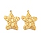 Ion Plating(IP) 304 Stainless Steel Pendants, Textured, Star Charms, Real 18K Gold Plated, 25.5x19x2.5mm, Hole: 1.4mm
