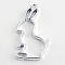 Rack Plating Alloy Rabbit Bunny Open Back Bezel Pendants, For DIY UV Resin, Epoxy Resin, Pressed Flower Jewelry, Cadmium Free & Nickel Free & Lead Free, Platinum, 43.9x23.5x3.5mm, Hole: 3mm