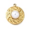 Plastic Pearl Pendants, with 304 Stainless Steel, Round, 20.5x18.5x7.5mm, Hole: 2mm
