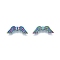 Rack Plating Alloy Bead, Wing, Rainbow Color, 7x20x3mm, Hole: 1.4mm