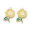 Alloy Enamel Pendants, Flower Charms, Golden, Cadmium Free & Nickel Free & Lead Free, Light Khaki, 25.5x15.5x1.5mm, Hole: 1.4mm