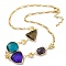 Faceted Triangle & Round & Rectangle Glass Beads Bib Necklaces, Brass Chain Neckalces, Golden, 15.67 inch(39.8cm)