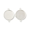 Flat Round Brass Connector Cabochon Settings, Rack Plating Round Blank Bezel Trays, Long-Lasting Plated, Lead Free & Cadmium Free, 925 Sterling Silver Plated, Tray: 16mm, 23x18x2mm, Hole: 1.4mm